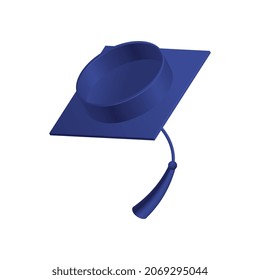 Isometric graduation diploma academic composition with isolated image of flying academic hat vector illustration