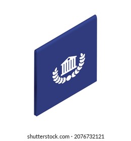 Isometric graduation diploma academic composition with isolated image of diploma blue hard cover vector illustration