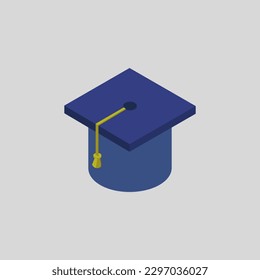 Sombrero de graduación isométrico en un fondo