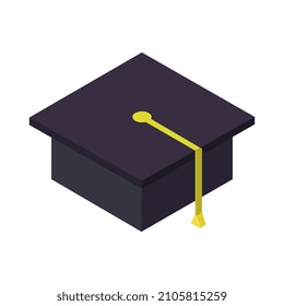 Isometric graduation hat on white background