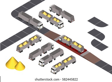 Isometric grain trucks