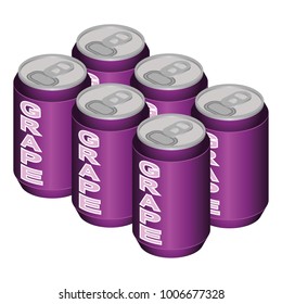 Isometric Grape Can Six Pack