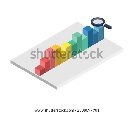 isometric graph of annual budget report to forecast cashflow or income in 12 month period