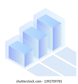 Isometric  graph , chart 3D illustration. Vector Isometric graph icon with Purple color concept.