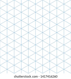 Isometric graph paper background. Seamless pattern. Vector illustration.