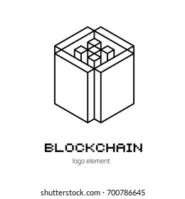 Isometric graphic element for blockchain technology.
