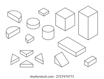 Es un conjunto de material gráfico isométrico.