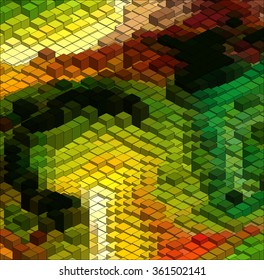 Isometric Graphic Pattern. Abstract Vector 3D Geometric Colorful Background
