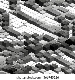 Isometric Graphic Pattern. Abstract Vector 3D Geometric Grey Background