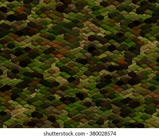Isometric Graphic Pattern. Abstract Vector 3D Geometric Camo Background