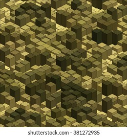 Isometric Graphic Pattern. Abstract Vector 3D Geometric Camo Background