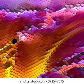 Isometric Graphic Pattern. Abstract Vector 3D Geometric Red Background