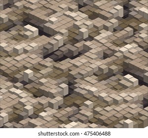 Isometric Graphic Pattern. Abstract Vector 3D Geometric Camo Background