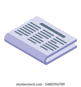 Isometric graphic of a purple book with black lines simulating text, suitable for educational themes