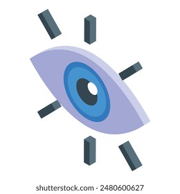 Isometric graphic of a simplistic, stylized eye with surrounding elements