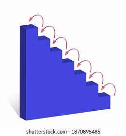 Isometric Graphic Stairs For Graph Upscale Weight Scale Gram Meter Blue