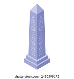 Isometric graphic of a stylized obelisk with abstract details