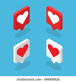 Isometric Graphics Of Heart Icons.