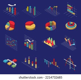 Isometric graphics, schemes, schedules vector set