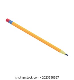 Isometric graphite pencil with eraser vector illustration