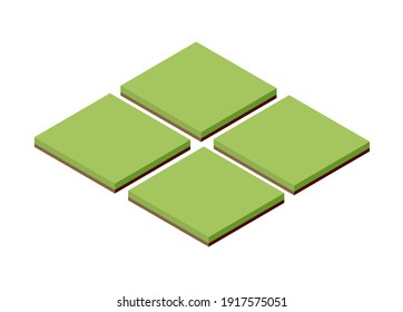 Isometric Grass Land Texture Icon. Field Landscape Garden Green Vector