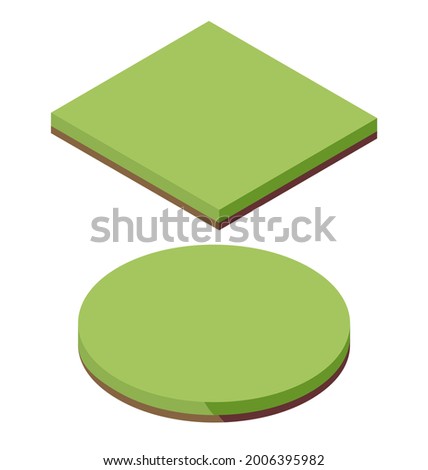 Isometric grass land texture icon. Field landscape garden green vector