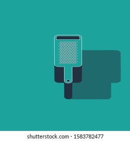 Isometric Grater icon isolated on green background. Kitchen symbol. Cooking utensil. Cutlery sign.  Vector Illustration
