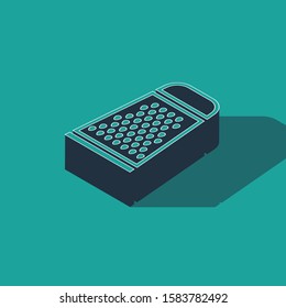 Isometric Grater icon isolated on green background. Kitchen symbol. Cooking utensil. Cutlery sign.  Vector Illustration