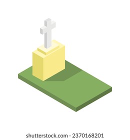 Isometric gravestone in illustrated vector