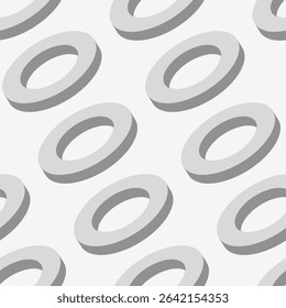 Isometric gray circles seamless pattern. Geometric isometric shapes seamless background. Vector illustration.