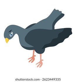 Isometric gray city pigeon standing on the ground
