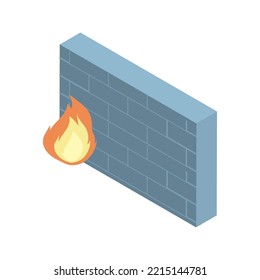 isometrisches graues Firewall-Design auf Weiß