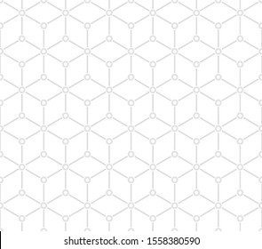 Isometric gray line square seamless pattern with circle. Pattern included in swatch. Vector illustration.