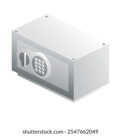 Isometric gray safe. Object isolated on white background. Vector illustration. Icon of security.