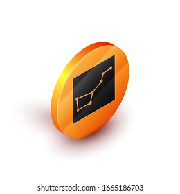 Isometric Great Bear constellation icon isolated on white background. Orange circle button. Vector Illustration