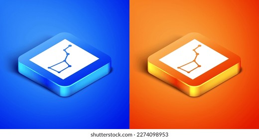 Isometric Great Bear constellation icon isolated on blue and orange background. Square button. Vector Illustration