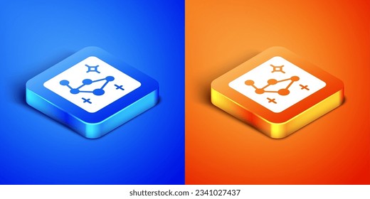 Isometric Great Bear constellation icon isolated on blue and orange background. Square button. Vector