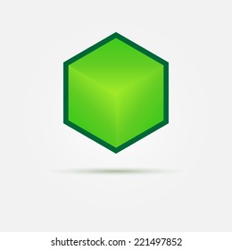 Isometric Green 3d cube Logo - vector concept icon 