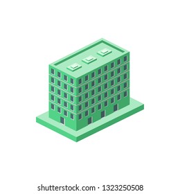 isometric green apartments building. Element of color isometric building. Premium quality graphic design icon. Signs and symbols collection icon for websites, web design