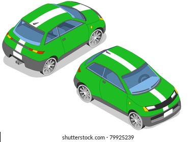 Isometric Green Car. 