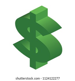 Isometric Green Dollar Symbol