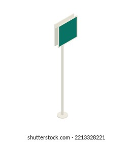 Isometric Green Road Sign 3d Vector Illustration