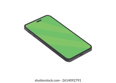 Isometric green screen smartphone icon, ideal for mobile, digital or communication themed designs