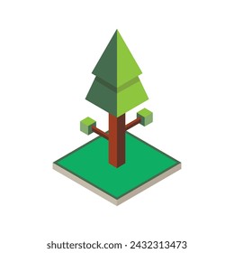 Isometric green tree park concept design vector