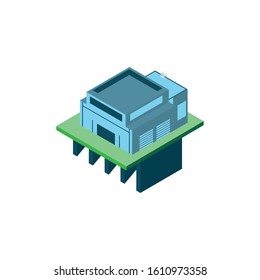 Isometric grey building design, City architecture urban modern downtown contemporary metropolis exterior and construction theme Vector illustration