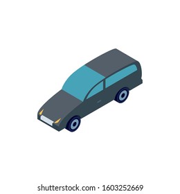Isometric grey car design, Transportation vehicle transport wheel speed traffic road and travel theme Vector illustration