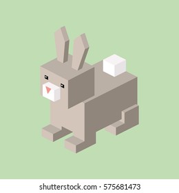 Isometric Grey Cute Bunny