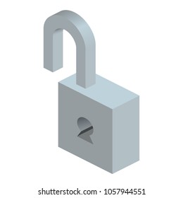 Isometric Grey Open Padlock