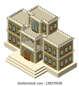 Isometric grey retro house