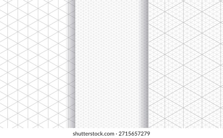 Cuadrícula isométrica con triángulos y patrones geométricos en diseño moderno. Diseño Abstractas, visualización 3D, borrador arquitectónico, ilustración técnica. Fondo digital creativo de textura sin fisuras
